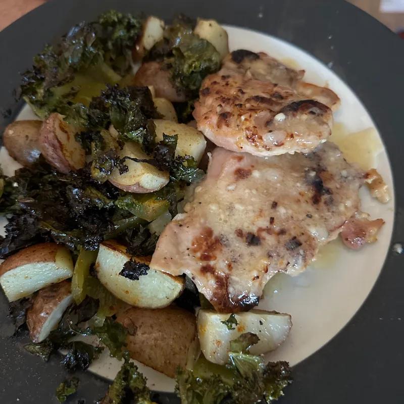 Citrus Glazed Chicken with Kale and Potato Medley