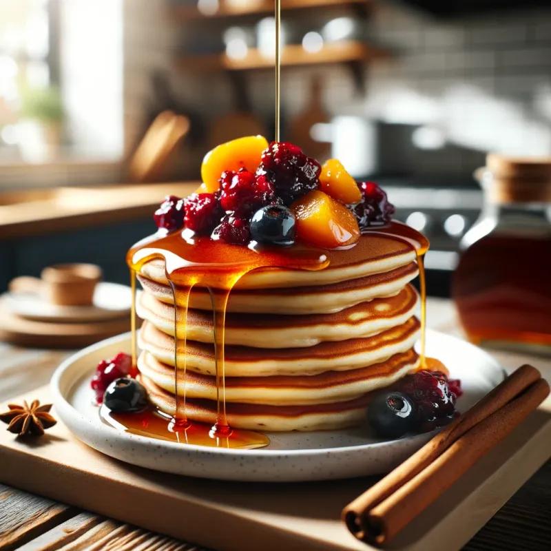 Sweet Cinnamon Pancakes with Maple Syrup