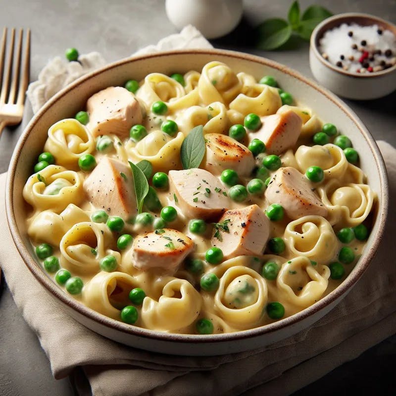 Creamy Tortellini and Peas with Chicken