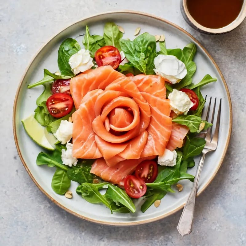 Smoky Citrus Salmon and Avocado Rose Salad