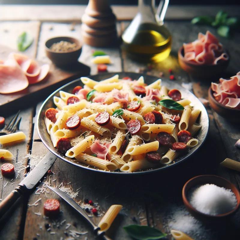 Italian Sausage Riggatoni with Prosciutto and Capocolo