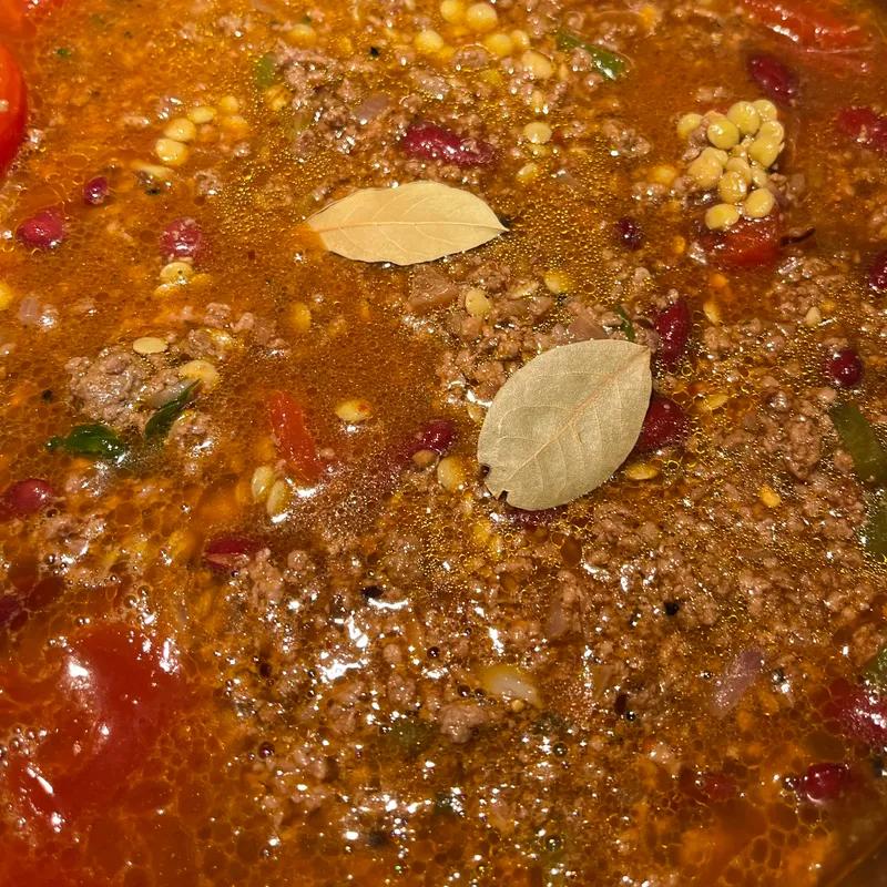 Rich but Mild Beef and Lentil Chili