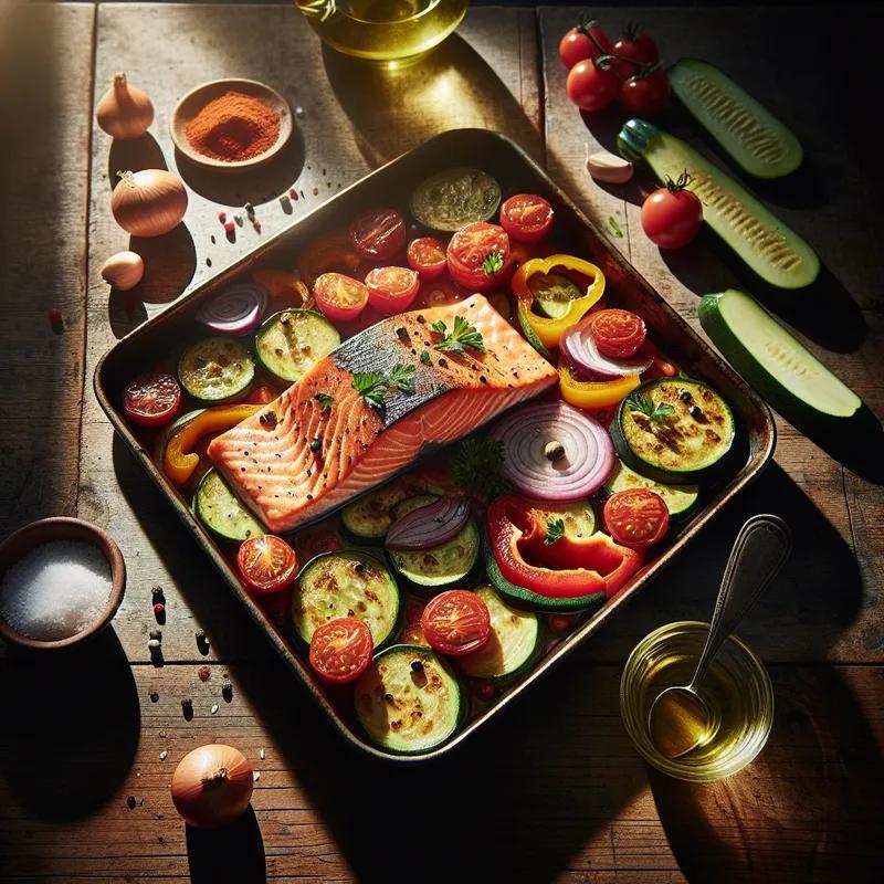 Succulent Salmon Veggie Bake