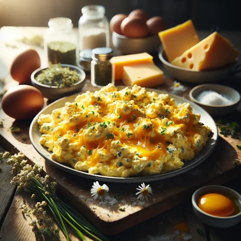 Cheesy Herb Scrambled Eggs for a Crowd