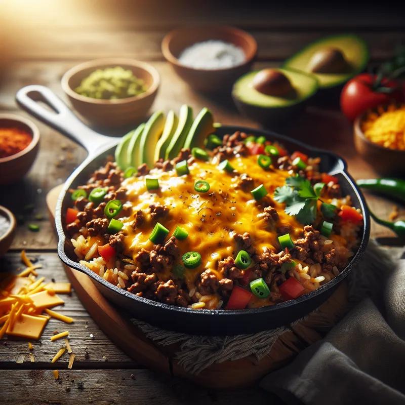 Cheesy Beef Rice Skillet