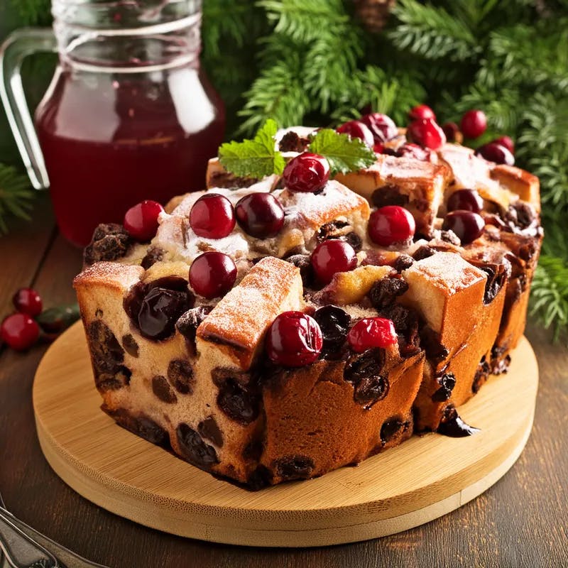 Choco-Cherry Mead Bread Pudding