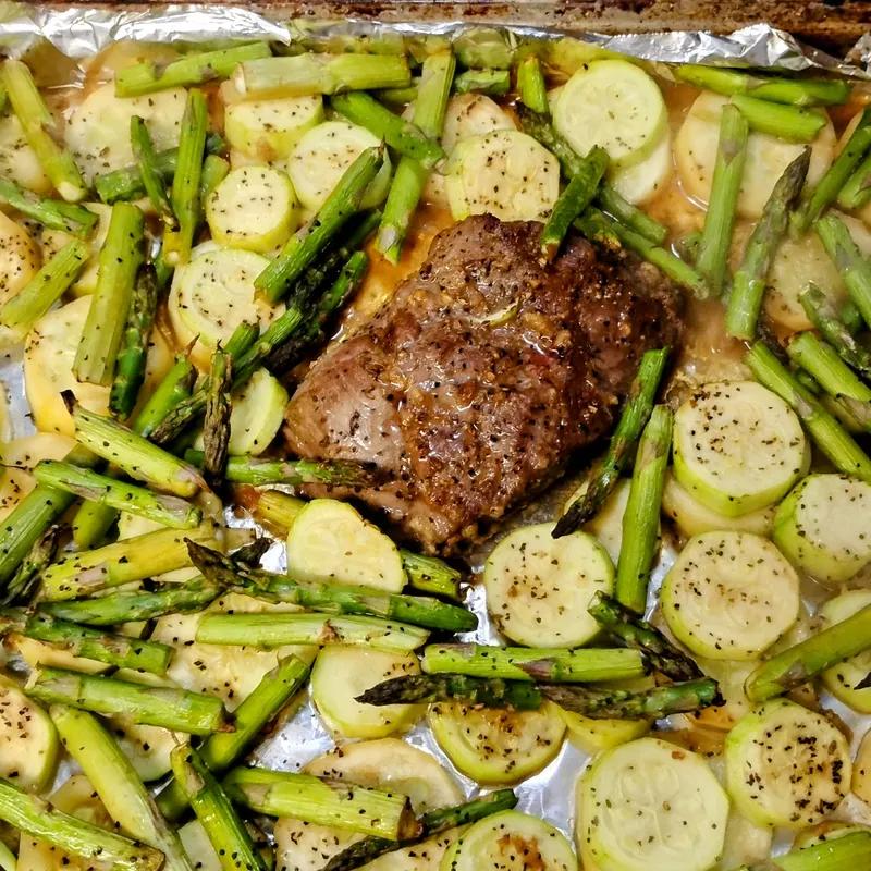 Zesty Ginger Soy Steak Sheet Pan Medley