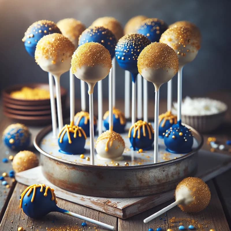 Royals Blue and Gold Cake Pops