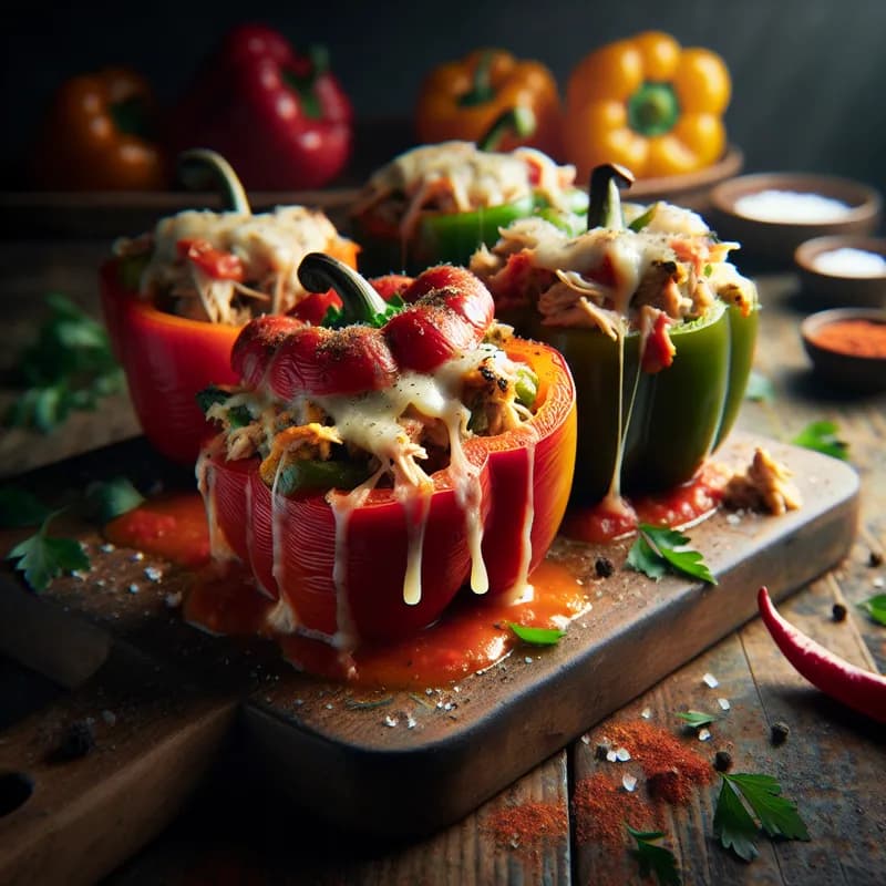 Turkey-Stuffed Peppers with Savory Sauce