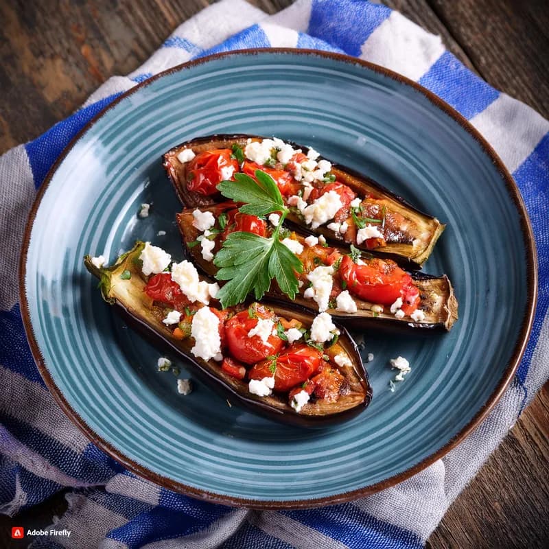 Savory Baked Eggplant with Feta and Tomato