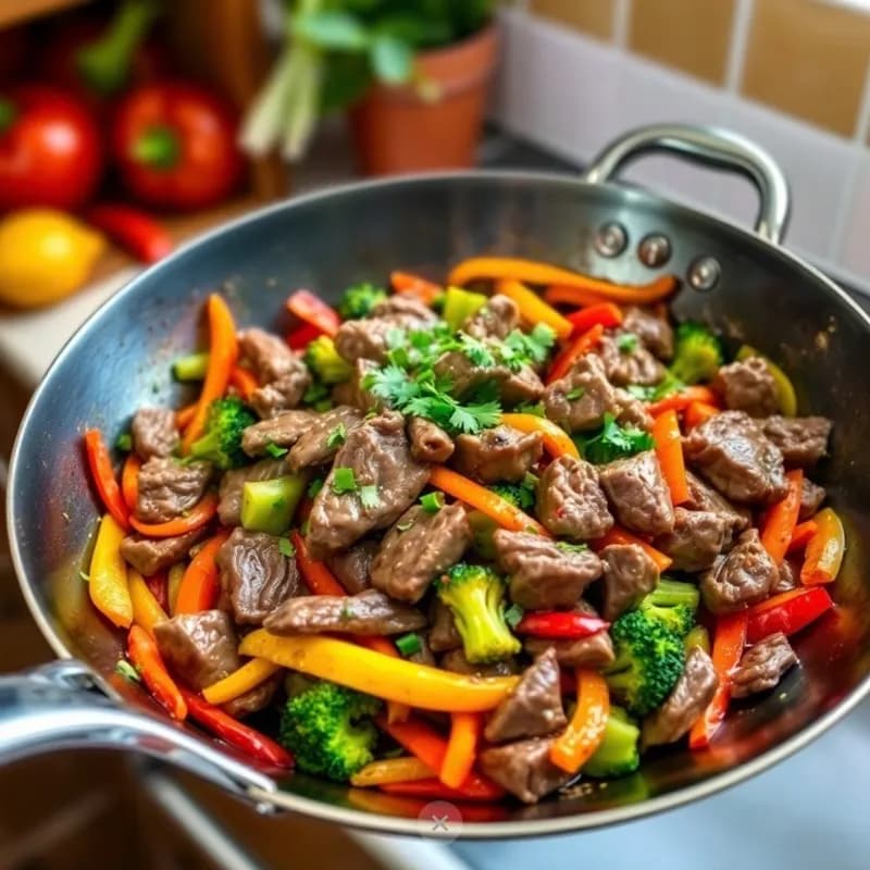 Beef Stir-Fry in a Long Handled Wok