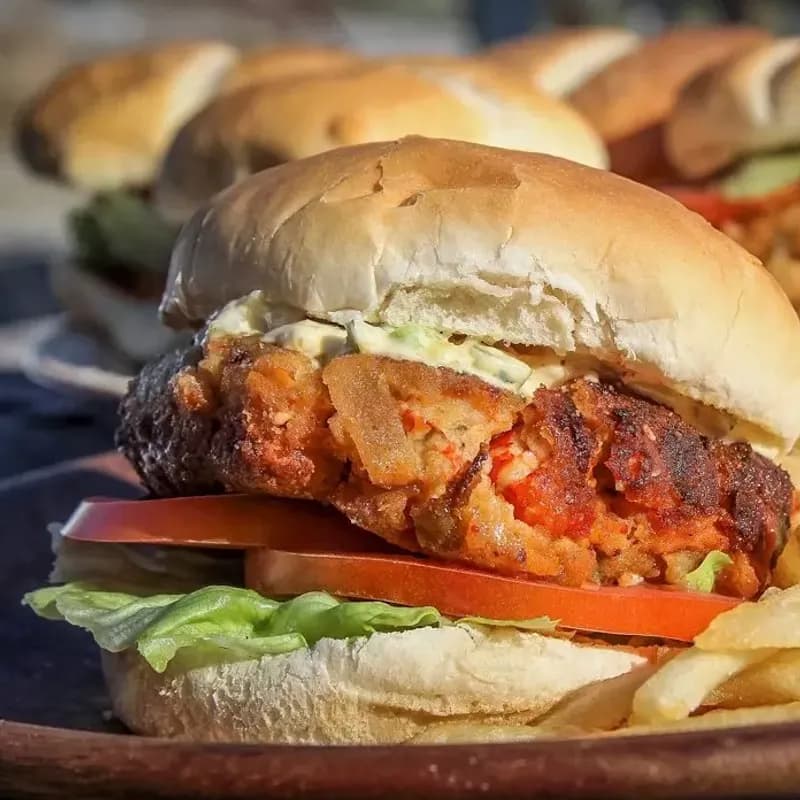 Crawfish Burgers with Dill Sauce