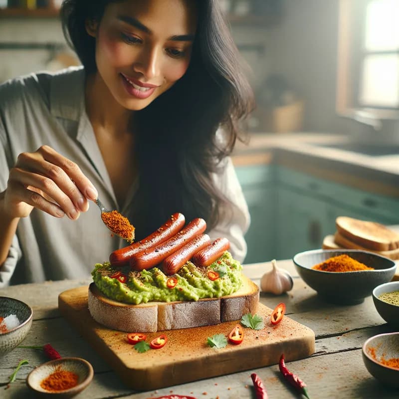 Spicy Avocado Toast with Chilli Beef Frankfurter