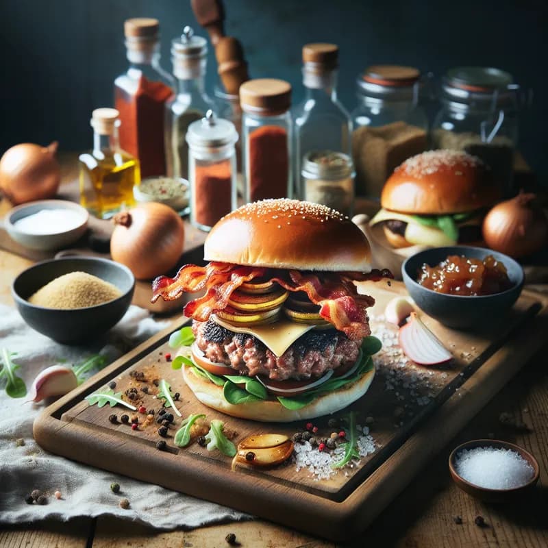 Savory Pork Burgers with Maple Bacon