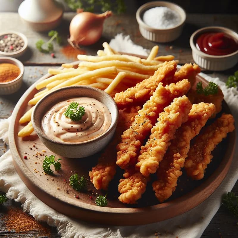 Crispy Chicken Strips with Creamy French Dip