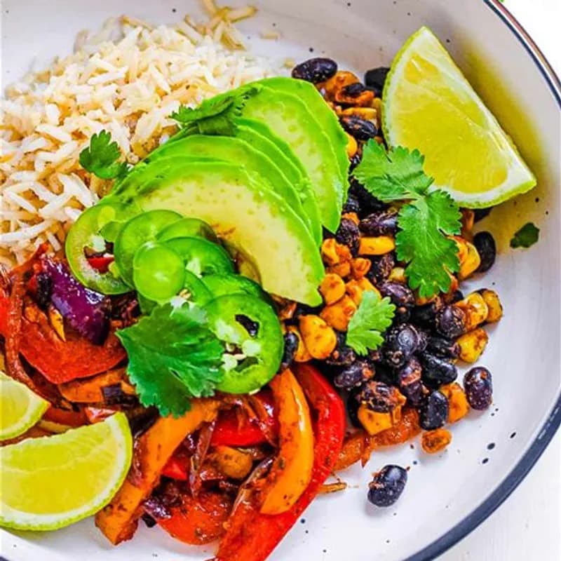 Colorful Veggie Fajita Bowl with Corn and Beans