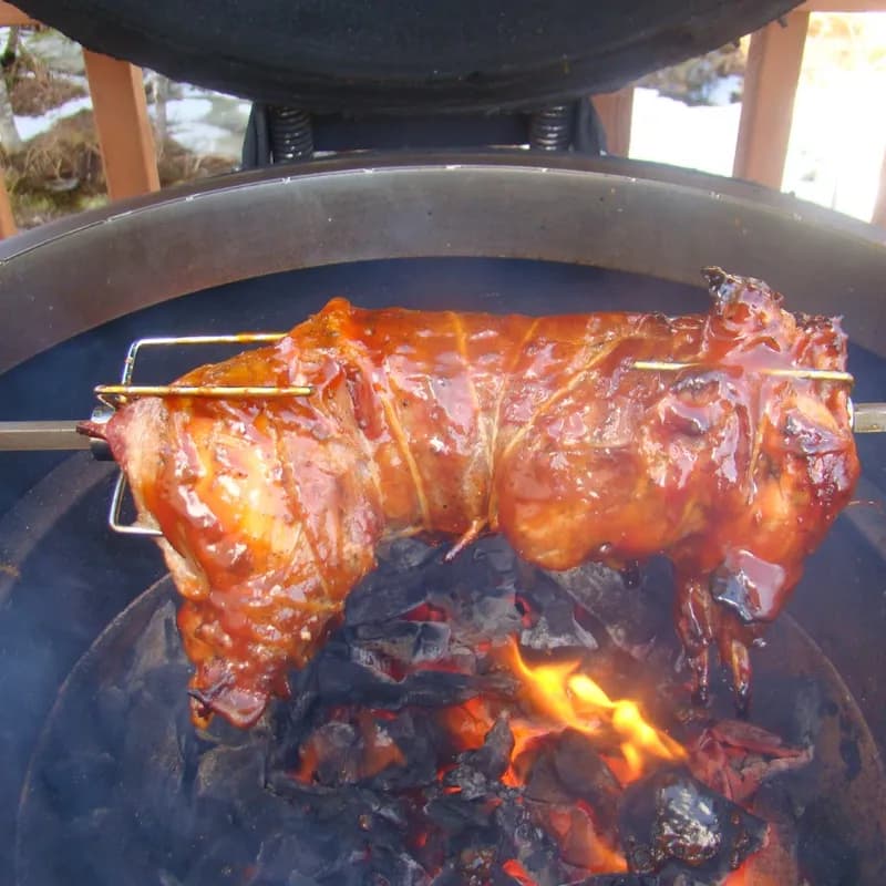 Savory Rotisserie Rabbit with Herb Marinade