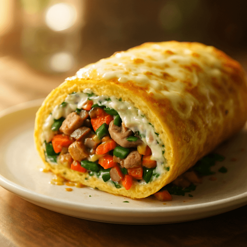 Savory Omelette Roll with Herb-Infused Filling