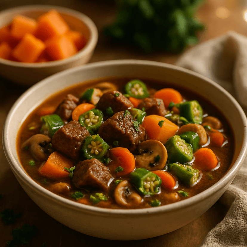 Tropical Haitian Beef Stew with Okra
