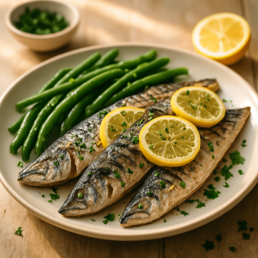 Lemon-Grilled Mackerel with Steamed Green Beans