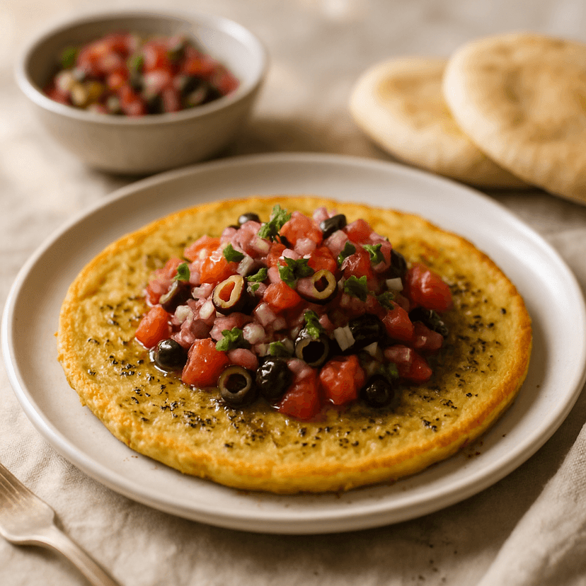 Za'atar Chickpea Flatbread with Olive Salsa