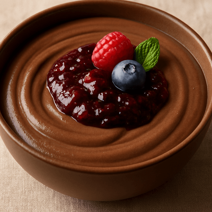 Velvety Chocolate Custard with Berry Jam