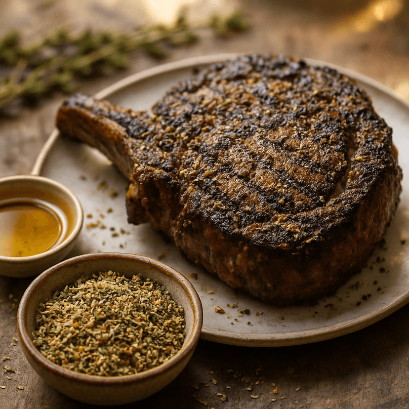 Grilled Cowboy Steak with Eric’s Herb Salt Rub