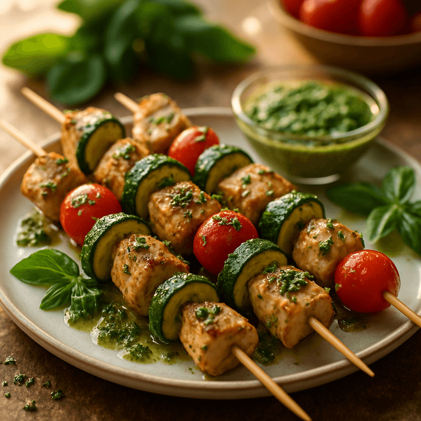 Grilled Chicken Pesto Skewers