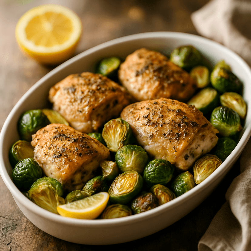 Herb-Roasted Chicken Thighs with Brussels Sprouts