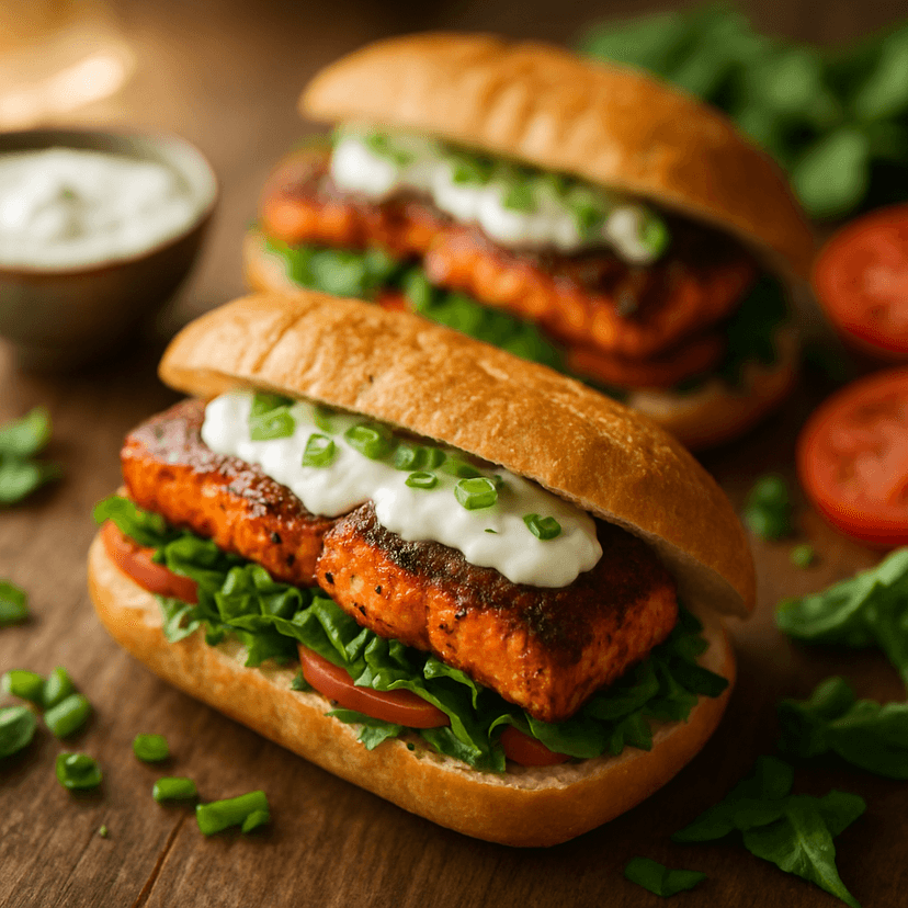 Blackened Salmon Po’Boys