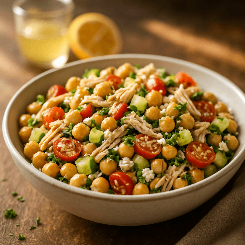 Tangy Rotisserie Chicken Chickpea Salad