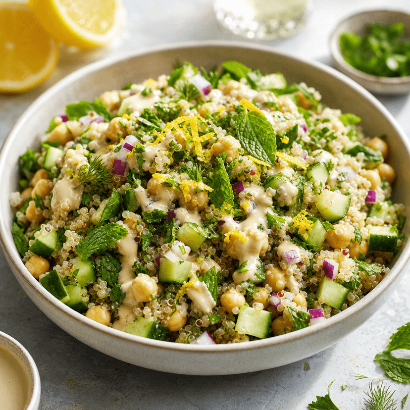 Lemony Chickpea Quinoa Herb Salad