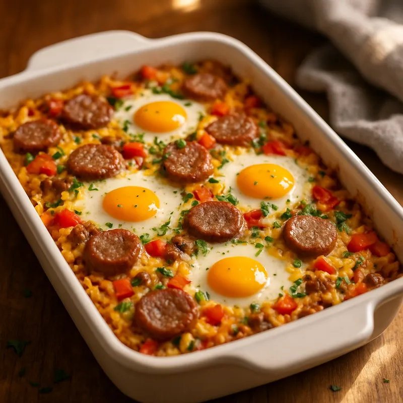 Hearty Egg, Sausage and Hashbrown Breakfast Casserole